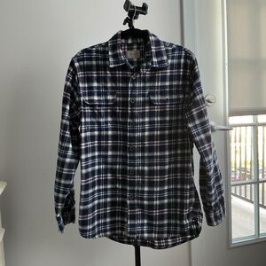 Jachs Men’s Large Cotton Flannel Button up Shirt, Blue plaid